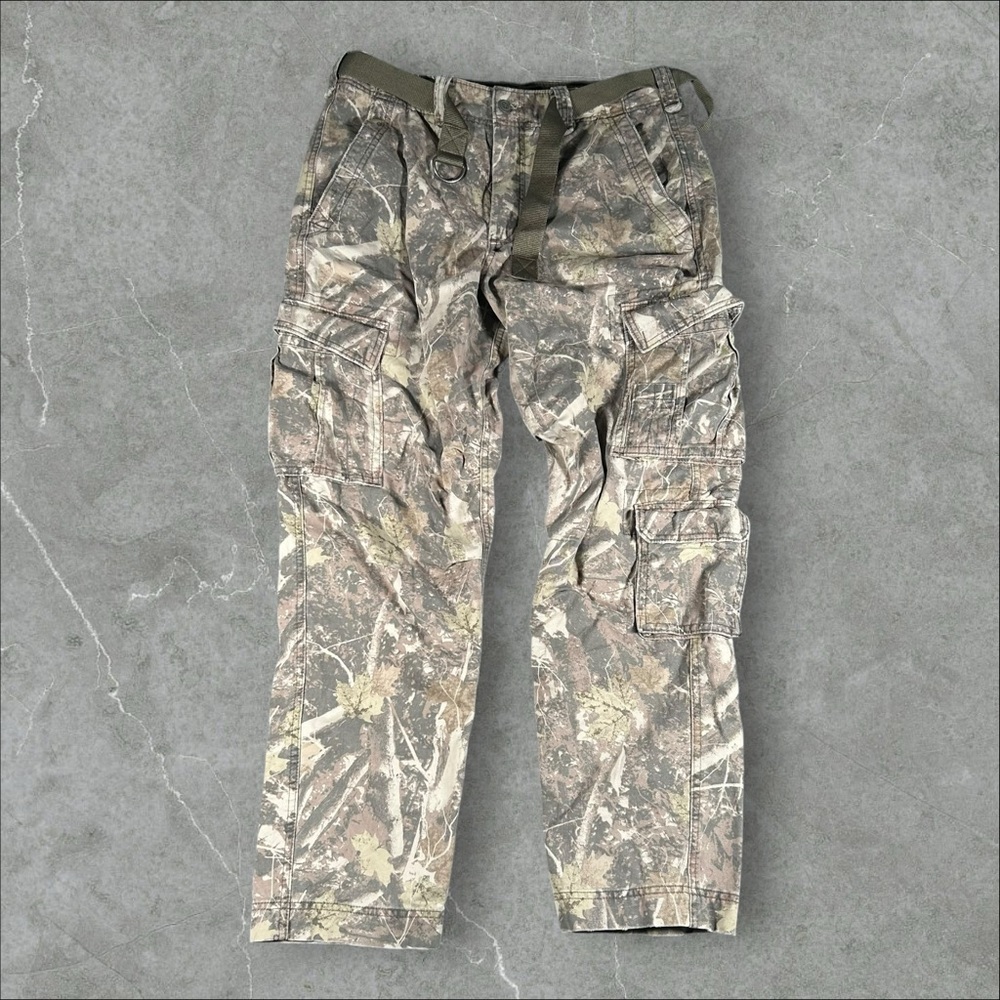 Abercrombie & Fitch‎ Cargo Pants Mens 33x32 Green Camouflage Y2K Paratrooper VTG